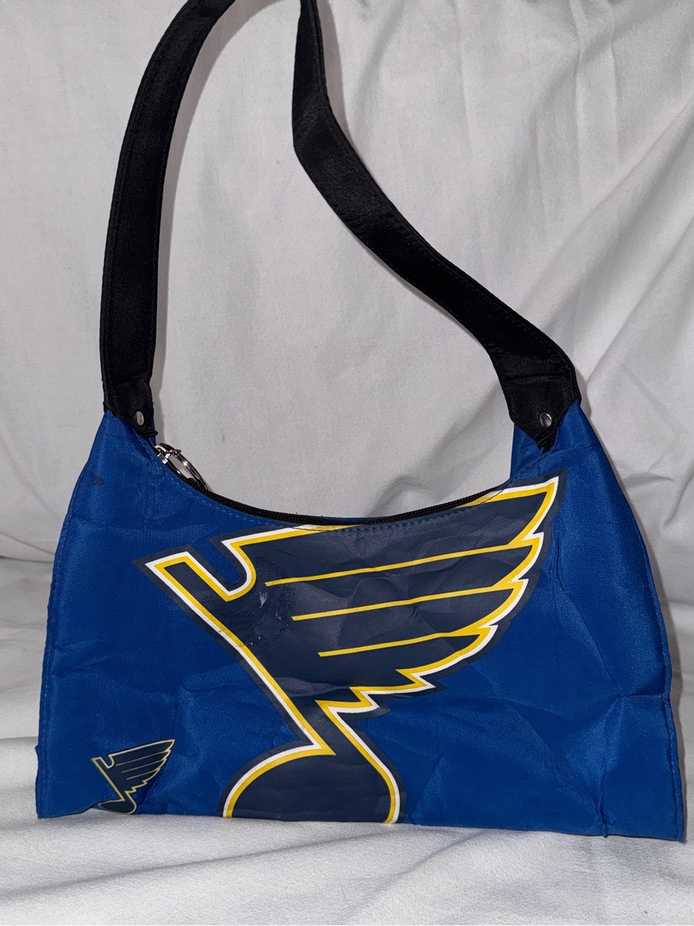 NHL Blue and Black Women's Shoulder Bag with Yellow Trim